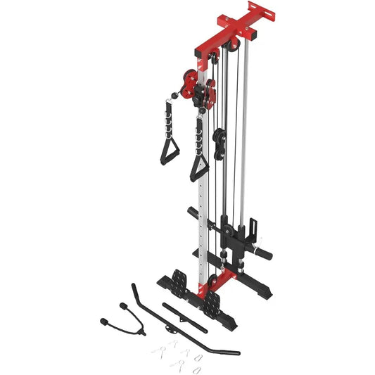 Wall-Mount Cable Crossover Machine – Dual Pulley System with 18 Adjustable Positions, Compact Home Gym