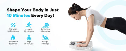 Whole Body Vibration Plate – Power Fitness Platform with Remote, 10 Speed Levels & Resistance Bands