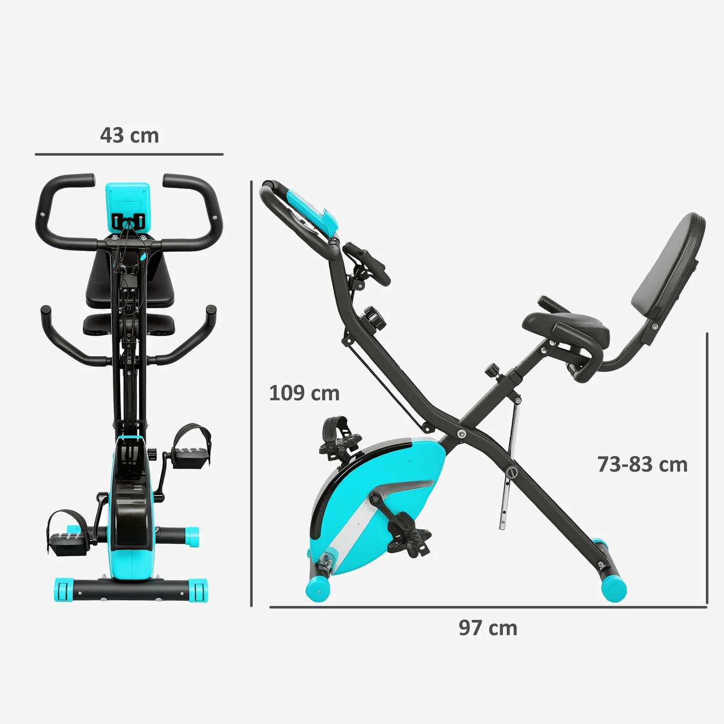Folding Exercise Bike – Sportnow Compact Magnetic Bike with 8 Resistance Levels and LCD Monitor