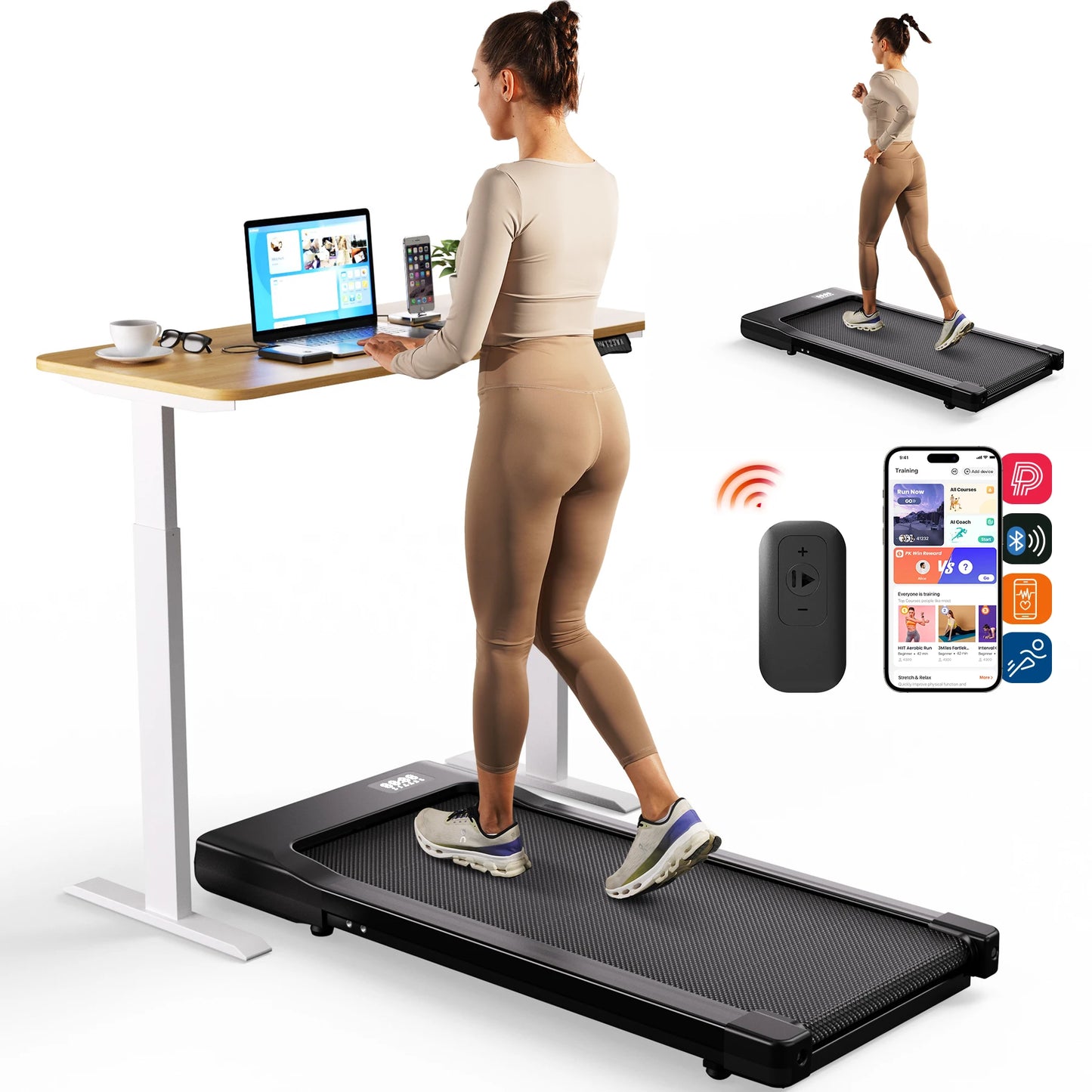 Walking Pad Treadmill – 2-in-1 Portable Under Desk Treadmill with Remote Control, LED Display, and Quiet 2.5HP Motor