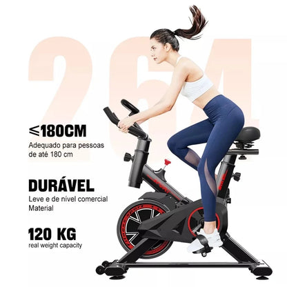 Professional Spinning Exercise Bike – Ergometric Indoor Fitness Bicycle with Adjustable Resistance & LCD Monitor (265 lbs Capacity)