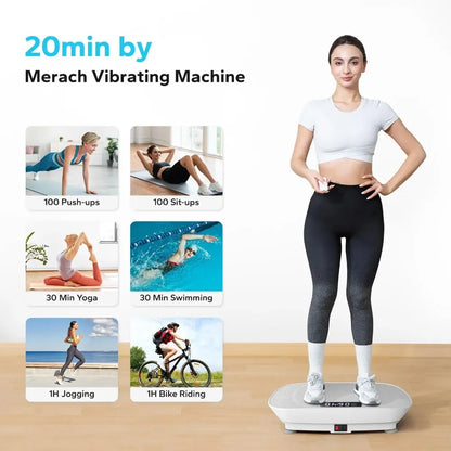 Whole Body Vibration Plate – Power Fitness Platform with Remote, 10 Speed Levels & Resistance Bands