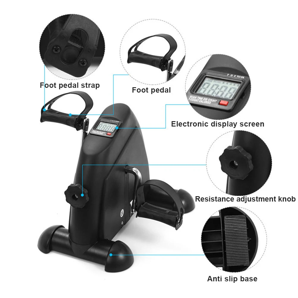 Mini Exercise Bike – Under Desk Pedal Exerciser for Arms & Legs, Adjustable Resistance, Foldable Compact Design