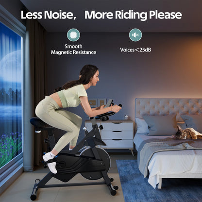 Magnetic Exercise Bike – Adjustable Resistance Ergometer with LCD Display, Quiet Belt Drive, and 100kg Capacity