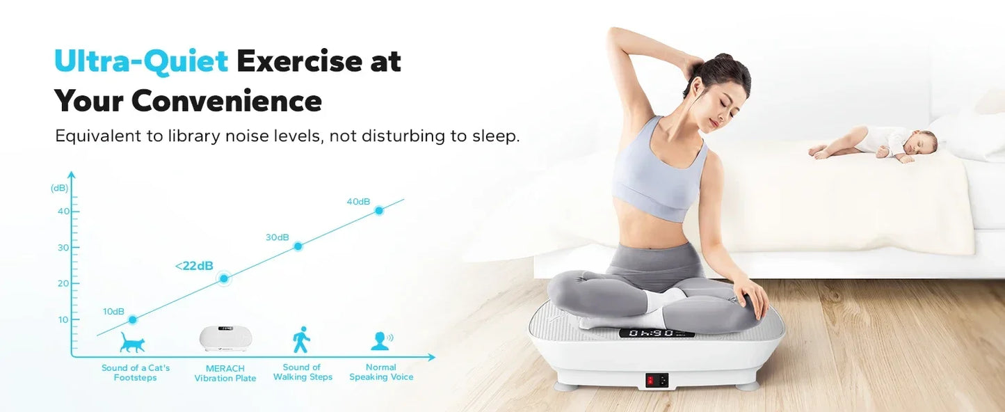 Whole Body Vibration Plate – Power Fitness Platform with Remote, 10 Speed Levels & Resistance Bands