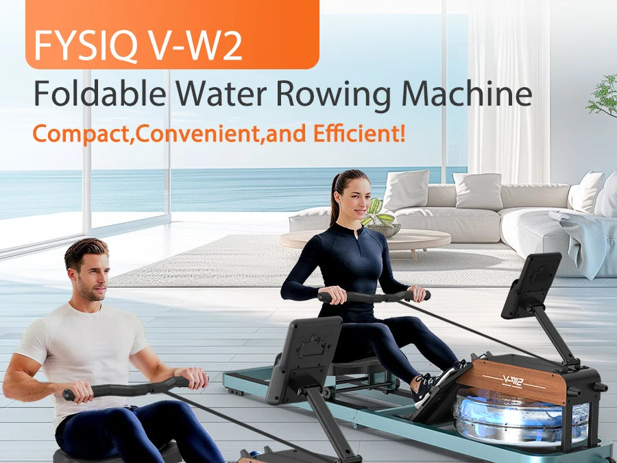 Water Rowing Machine for Home – Foldable Rower with Bluetooth Monitor, 6-Level Adjustable Resistance & Tablet Holder (160kg Capacity)