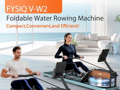 Water Rowing Machine for Home – Foldable Rower with Bluetooth Monitor, 6-Level Adjustable Resistance & Tablet Holder (160kg Capacity)