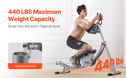 Ab Workout Machine – 440lb Capacity Core Trainer with Curved Track, Adjustable Resistance, and Foldable Design